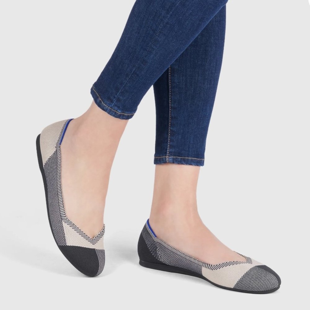 Rothys Flats, Cap Toe, Navy, Round Toe